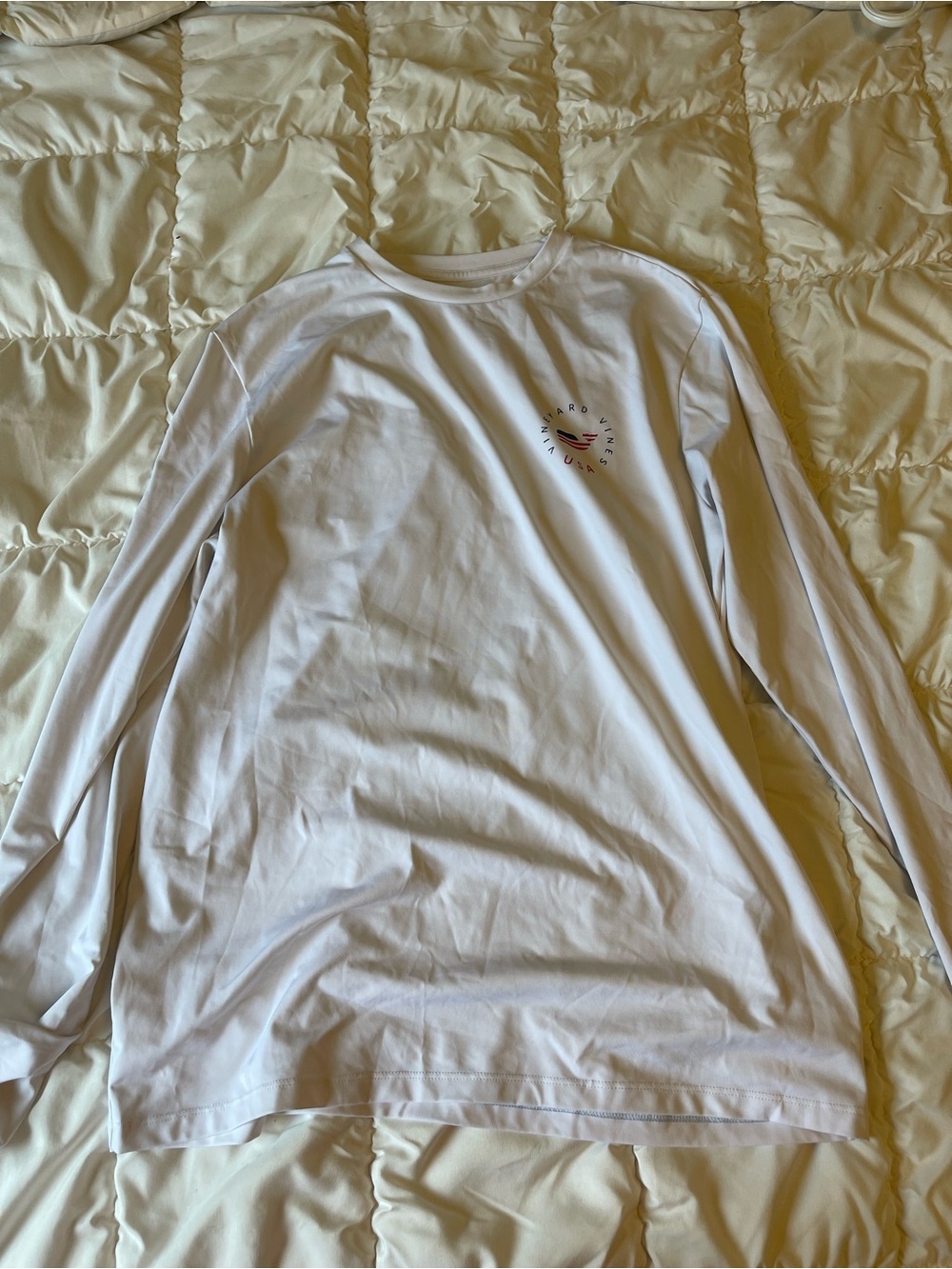 Vineyard Vines White Long Sleeve Shirt with Small Logo